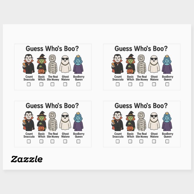 Guess Who's Boo Halloween Party Game 2025 Rectangular Sticker (Sheet)