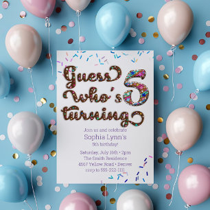 Guess Who's Turning 5 Cookie Invitation