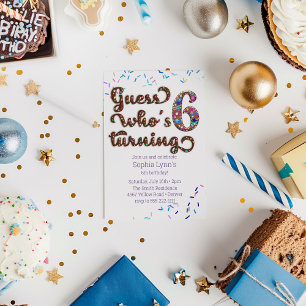 Guess Who's Turning 6 Sprinkles Cookie Invitation