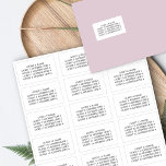 Guest Address Labels for 15 Invitation Envelopes<br><div class="desc">Guest Address labels, approx 2.25 x 1.25" to suit save the dates, thank you cards and invitation envelopes. The sticker sheet has 15 stickers - all of which can be printed with a different guest name and address. This design uses traditional and elegant serif font, Matt Antique Roman and you...</div>