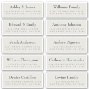 Guest Address Labels: ORDER ON 8" or 6"