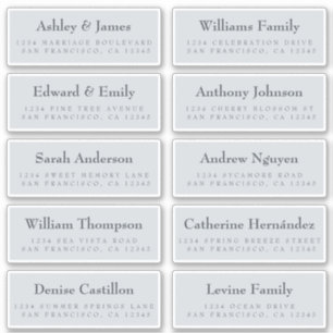 Guest Address Labels: ORDER ON 8" or 6"