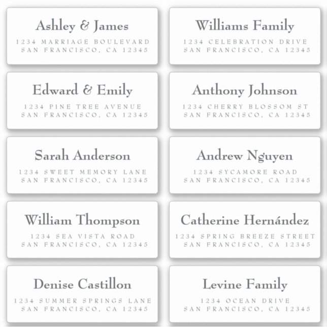 Guest Address Labels: ORDER ON 8" or 6" (Front)