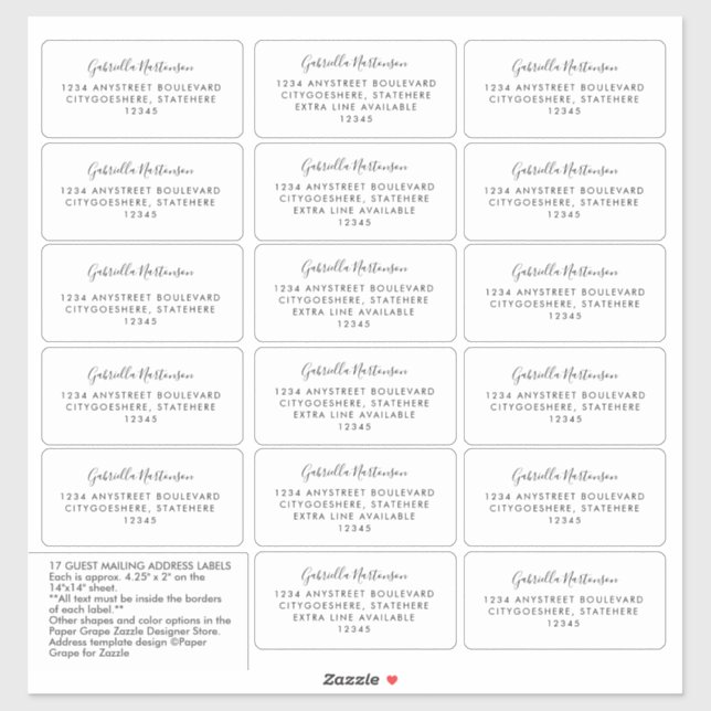 Guest Address Labels Simple Modern Calligraphy (Sheet)