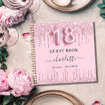 Guest book 18th birthday blush pink glitter name<br><div class="desc">A guestbook for a feminine and glamourous 18th birthday party.  A girly blush pink background with faux glitter drips,  paint dripping look. Add your name,  text. Number 18 is written with a balloon style font.</div>