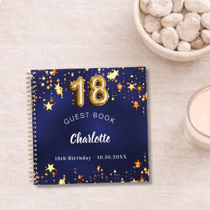 Guest book 18th birthday navy blue gold stars