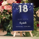 Guest book 18th birthday navy blue silver stars<br><div class="desc">A navy blue background colour with faux silver stars. The blue colour is uneven.  Add your name,  text.</div>