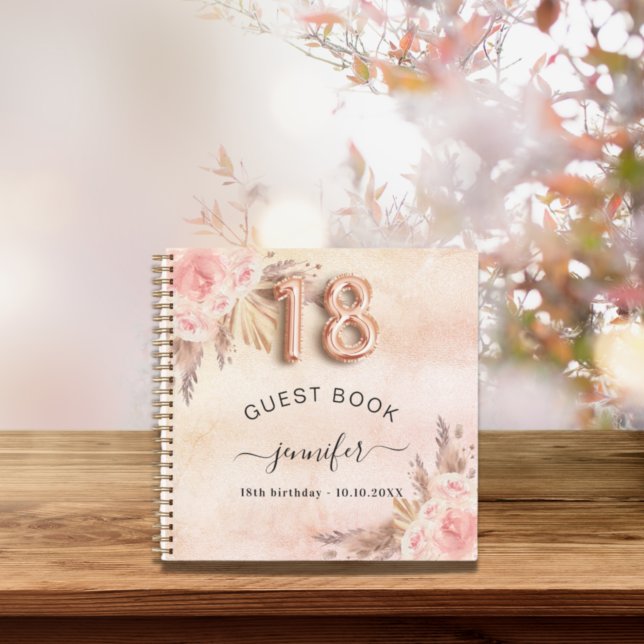 Guest book 18th birthday pampas grass rose gold (Creator Uploaded)