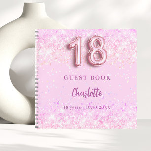 Guest book 18th birthday pink confetti name