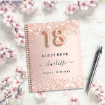 Guest book 18th birthday rose gold glitter<br><div class="desc">A guestbook for a feminine and glamourous 18th birthday party.  A stylish rose gold faux metallic looking background with faux glitter dust. Add your name,  text. Number 18 is written with a balloon style font.</div>