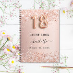 Guest book 18th birthday rose gold glitter<br><div class="desc">A guestbook for a feminine and glamorous 18th birthday party.  A stylish rose gold faux metallic looking background with faux glitter dust. Add your name,  text. Number 18 is written with a balloon style font.</div>