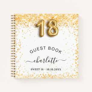 Guest book 18th birthday white gold