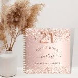 Guest book 21st birthday rose gold glitter blush<br><div class="desc">A guestbook for a feminine and glamourous 21st birthday party.  A stylish rose gold faux metallic looking background with faux glitter dust. Add your name,  text.</div>