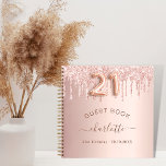 Guest book 21st birthday rose gold glitter drips<br><div class="desc">A guestbook for a feminine and glamorous 21st birthday party.  A stylish rose gold faux metallic looking background with faux glitter drips,  paint dripping look. Add your name,  text.</div>