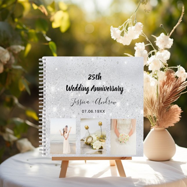 Guest book 25th wedding anniversary silver photo (Creator Uploaded)