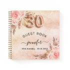 Guest book 30th birthday pampas grass rose gold
