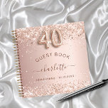 Guest book 40th birthday rose gold blush<br><div class="desc">A guestbook for a feminine and glamourous 40th birthday party.  A stylish rose gold faux background with confetti. Add your name,  text.</div>