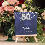 Guest book 80th birthday navy blue silver stars<br><div class="desc">A navy blue background colour with faux silver stars. The blue colour is uneven.  Add your name,  text.</div>