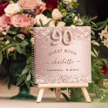 Guest book 90th birthday rose gold glitter blush<br><div class="desc">A guestbook for a feminine and glamourous 90th birthday party.  A stylish rose gold faux metallic looking background with faux glitter sparkles. Add your name,  text.</div>