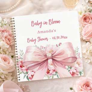 Guest book Baby in bloom bow photo Baby Shower