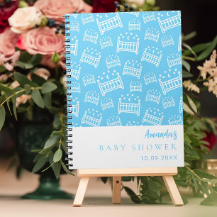 Guest Book Baby Shower blue white cribs boy