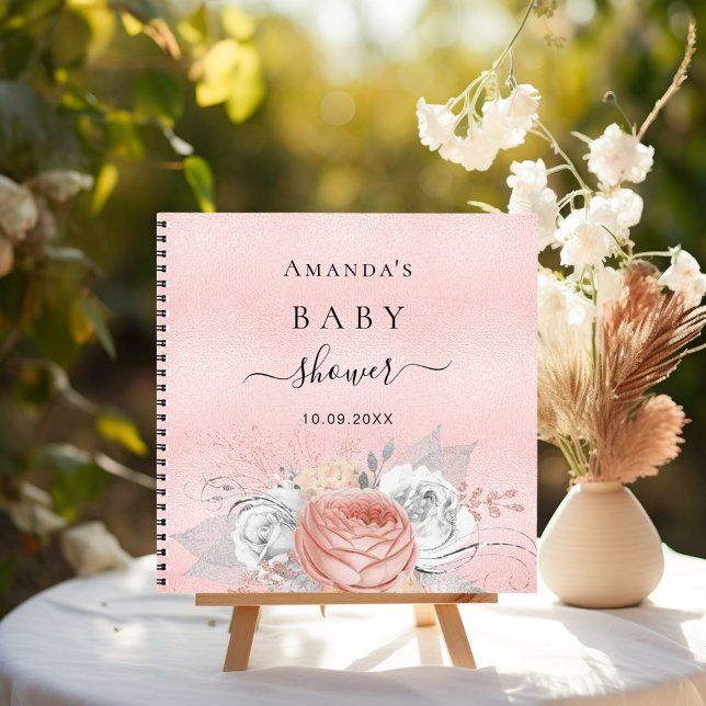 Guest book baby shower blush rose gold floral (Creator Uploaded)
