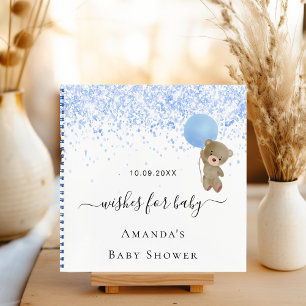 Guest book Baby Shower boy blue teddy bear