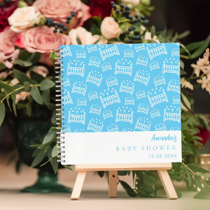 Guest Book Baby Shower Boy blue white cribs