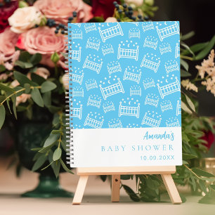 Guest Book Baby Shower Boy blue white cribs