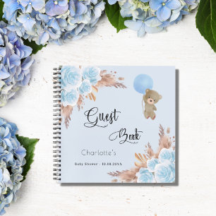 Guest book Baby Shower boy teddy pampas grass boho