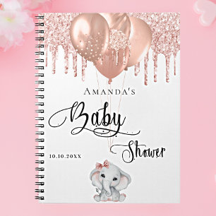 Guest book baby shower elephant rose gold white