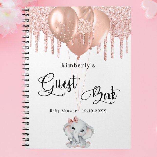Guest book baby shower elephant rose gold white (Creator Uploaded)
