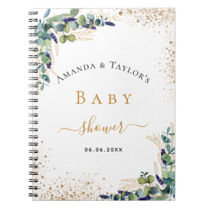 Guest book baby shower eucalyptus couple