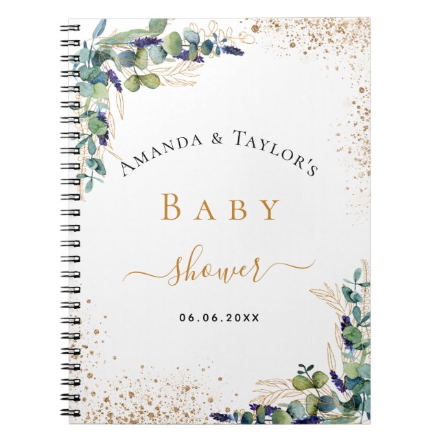 Guest book baby shower eucalyptus couple (Front)