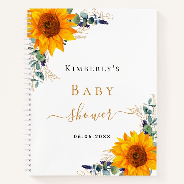 Guest book baby shower eucalyptus sunflower (Front)