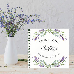 Guest book Baby Shower lavender violet eucalyptus