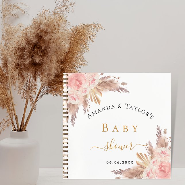Guest Book Baby Shower pampas grass rose blush (Creator Uploaded)