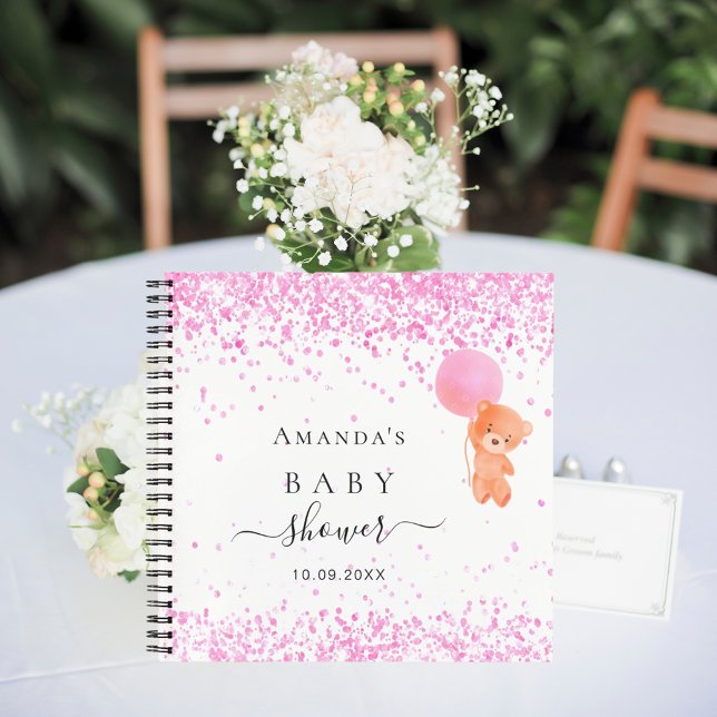 Guest book baby shower pink teddy bear girl (Creator Uploaded)
