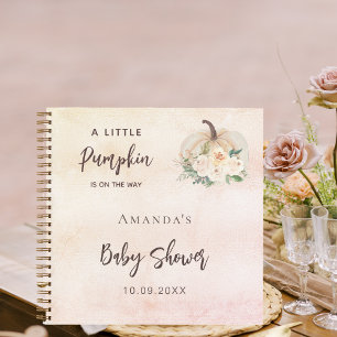 Guest book Baby Shower pumpkin cream flowers