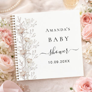 Guest book Baby Shower wildflowers beige cream