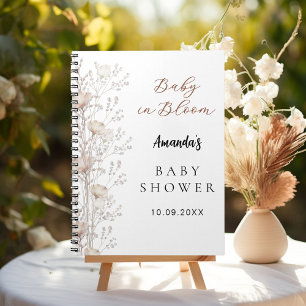 Guest book baby shower wildflowers beige cream