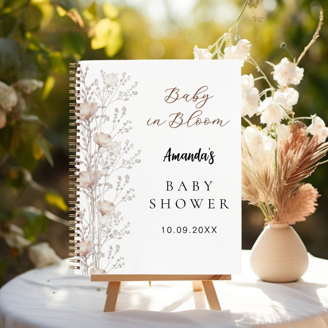 Guest book baby shower wildflowers beige cream (Creator Uploaded)