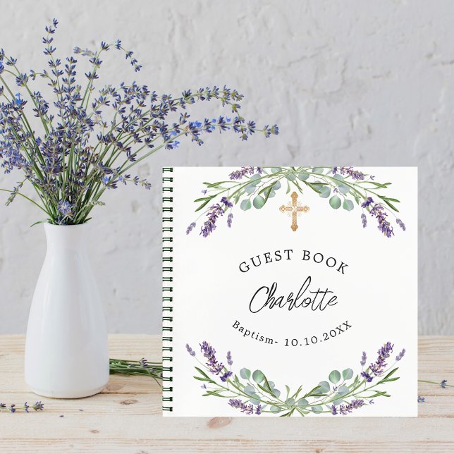 Guest book Baptism lavender violet eucalyptus (Creator Uploaded)