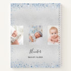 Guest book baptism silver blue boy photo