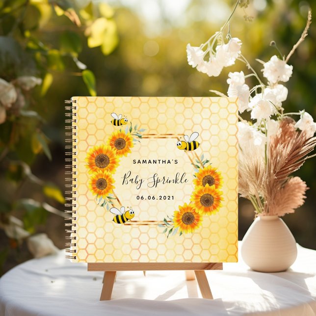 Guest book bee honeycomb sunflowers baby sprinkle (Creator Uploaded)