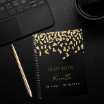 Guest book birthday black gold confetti<br><div class="desc">A classic black background,  decorated with faux gold confetti.  Personalise and a name and age/date.</div>