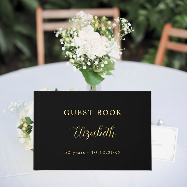 Guest book birthday black gold foil (Creator Uploaded)