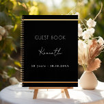 Guest book birthday black gold minimalist<br><div class="desc">A classic black background,  a faux gold frame.  Personalise and a name and age/date.</div>