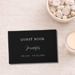 Guest book birthday black silver foil<br><div class="desc">A guest book for a feminine and glamourous 50th (or any age) birthday party.  Black background,  real silver foil text. Personalise and add a name,  age/text.
Spine: add your text.</div>