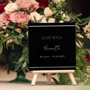 Guest book birthday black silver minimalist